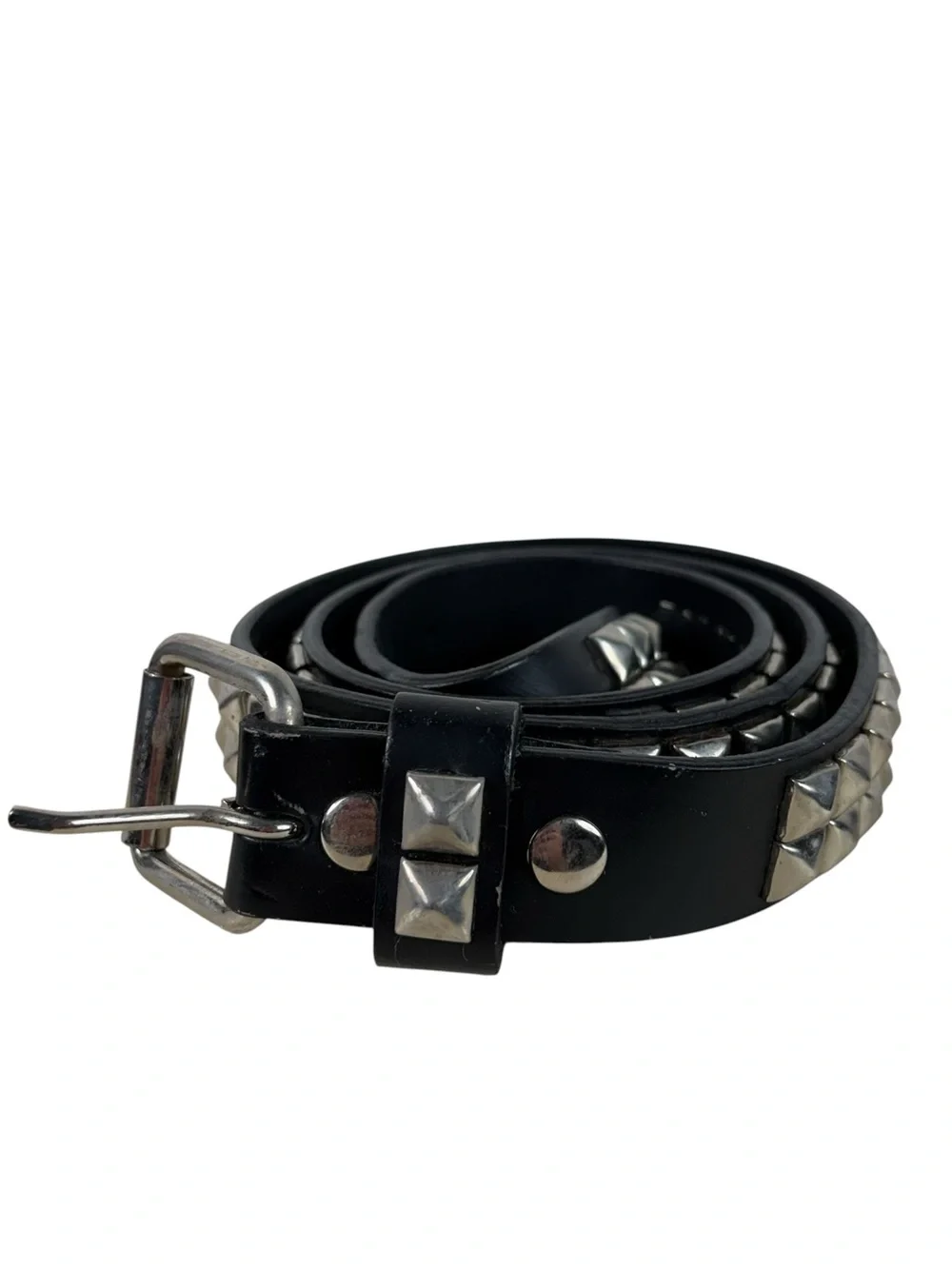 Hot Topic Vintage 90s Genuine Leather Silver Studded Belt Punk Gothic Y2K Band